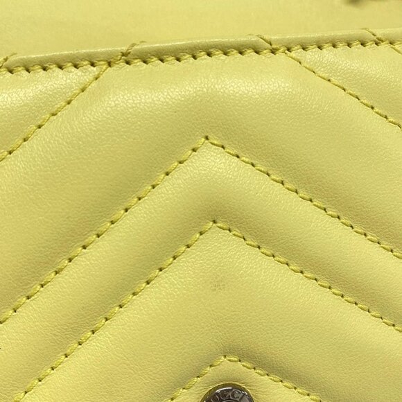Auth GUCCI GG Marmont Quilted Leather Super Mini Bag 476433 Yellow Light Leather - Picture 11 of 16